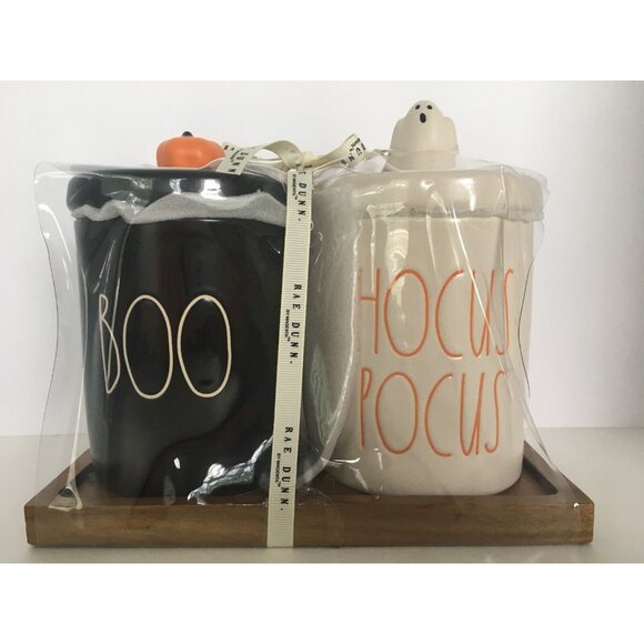 Rae Dunn Halloween Canisters Set Boo Ghost Lid Hocus Pocus Pumpkin Decor - Picture 2 of 8